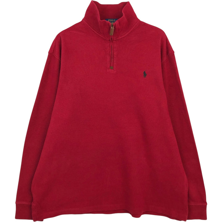 Ralph Lauren POLO RALPH LAUREN Half-Zip Sweatshirt, Men's XL cotton red type Vintage Second Hand