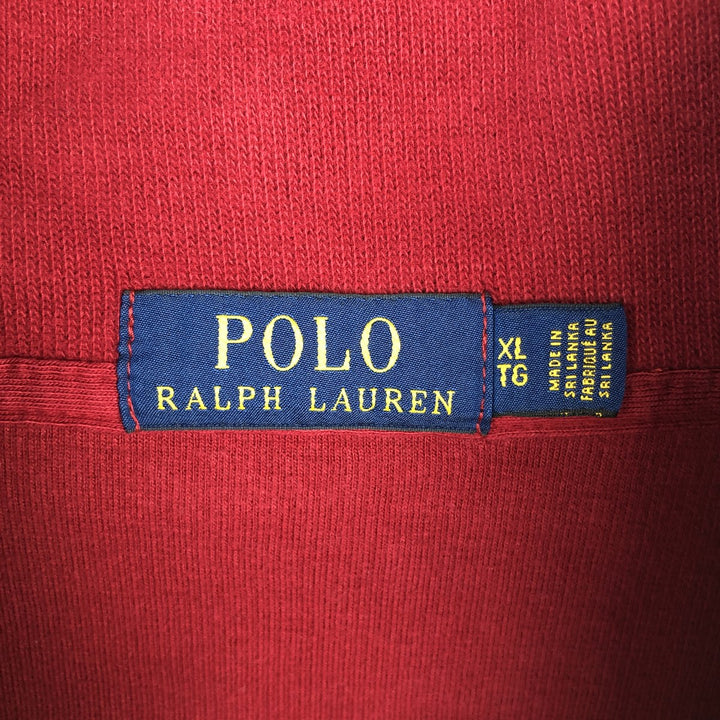 Ralph Lauren POLO RALPH LAUREN Half-Zip Sweatshirt, Men's XL cotton red type Vintage Second Hand
