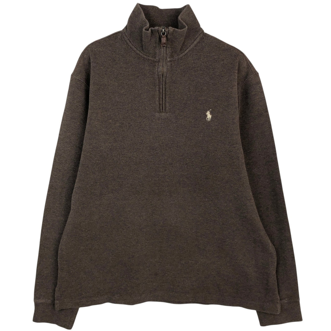Ralph Lauren POLO by Ralph Lauren Half-Zip Sweatshirt, Men's Size L cotton brown type Vintage Second Hand