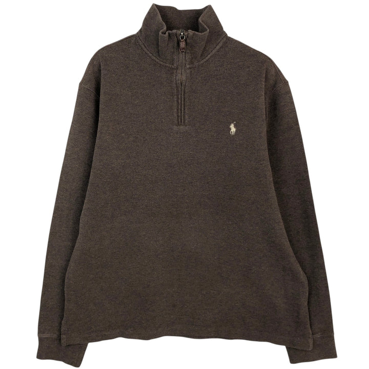 Ralph Lauren POLO by Ralph Lauren Half-Zip Sweatshirt, Men's Size L cotton brown type Vintage Second Hand
