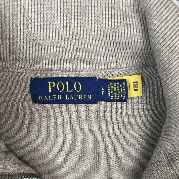 Ralph Lauren Half-Zip Sweatshirt, Men's Size L cotton Beige type Vintage Second Hand