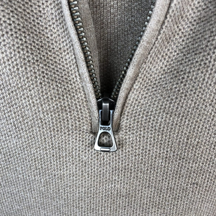 Ralph Lauren Half-Zip Sweatshirt, Men's Size L cotton Beige type Vintage Second Hand