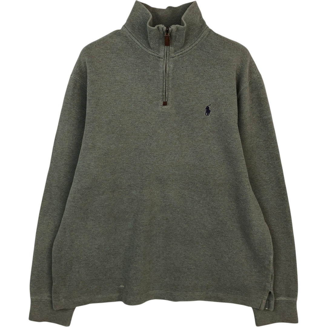Ralph Lauren POLO by Ralph Lauren Half-Zip Sweatshirt, Men's Size L cotton green type Vintage Second Hand