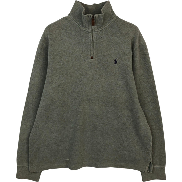 Ralph Lauren POLO by Ralph Lauren Half-Zip Sweatshirt, Men's Size L cotton green type Vintage Second Hand