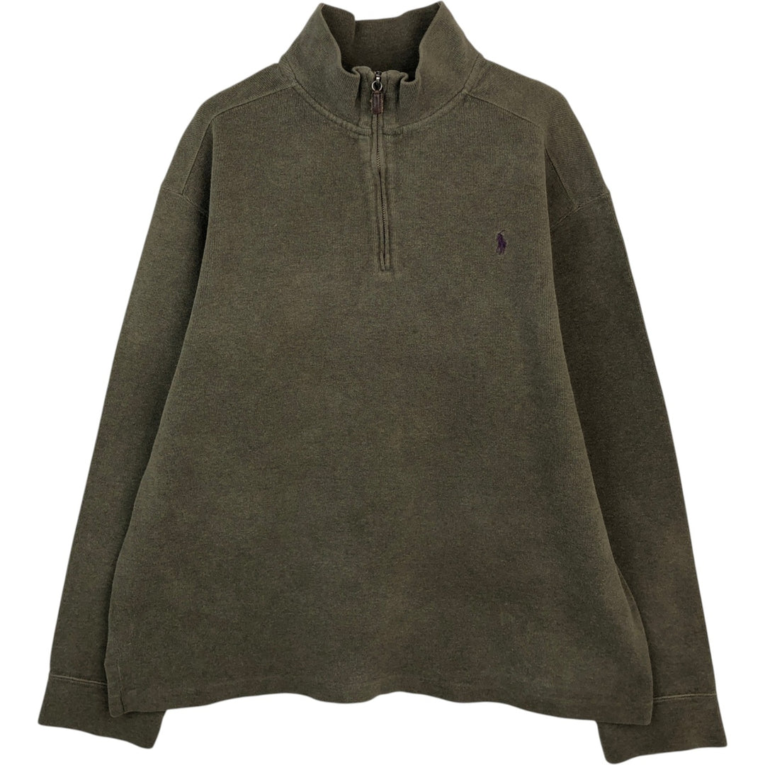 Ralph Lauren POLO by Ralph Lauren Half-Zip Sweatshirt, Men's XXL cotton green type Vintage Second Hand