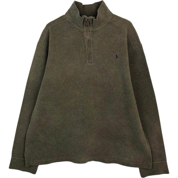 Ralph Lauren POLO by Ralph Lauren Half-Zip Sweatshirt, Men's XXL cotton green type Vintage Second Hand