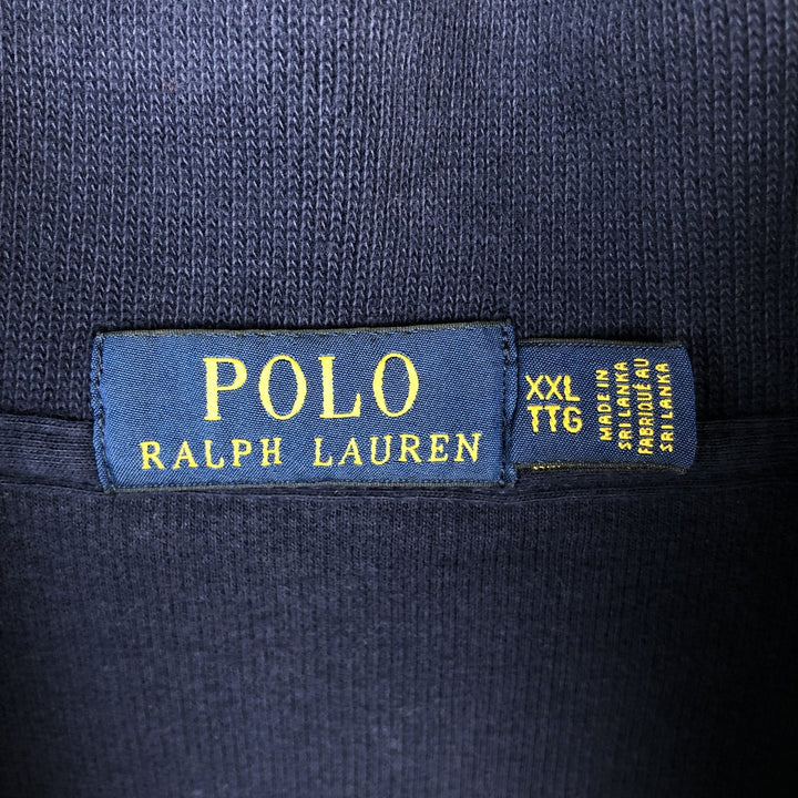 Ralph Lauren POLO RALPH LAUREN Half-Zip Sweatshirt, Men's XXL cotton navy blue type Vintage Second Hand
