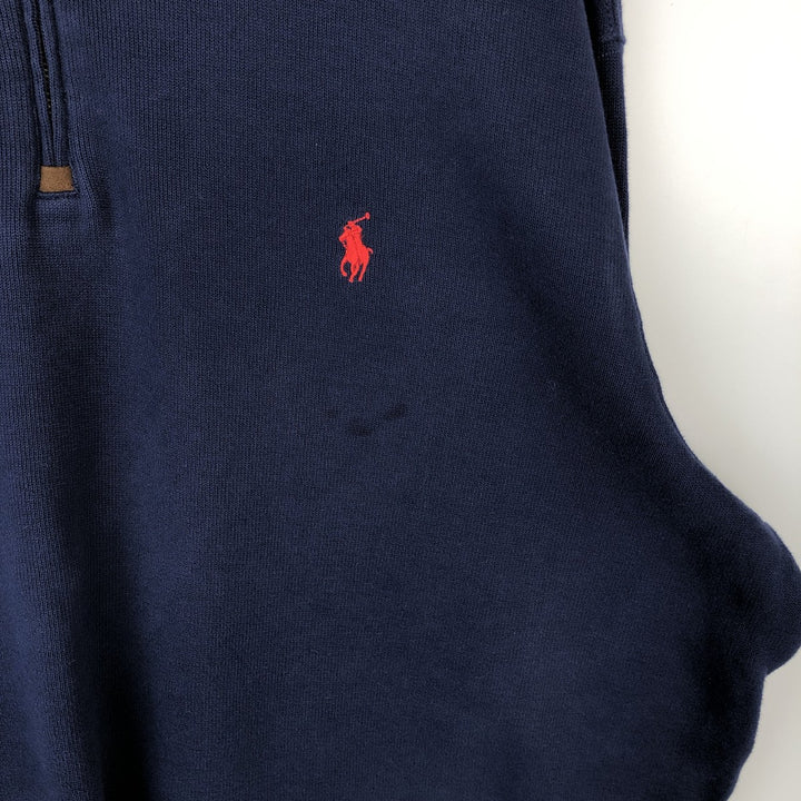 Ralph Lauren POLO RALPH LAUREN Half-Zip Sweatshirt, Men's XXL cotton navy blue type Vintage Second Hand