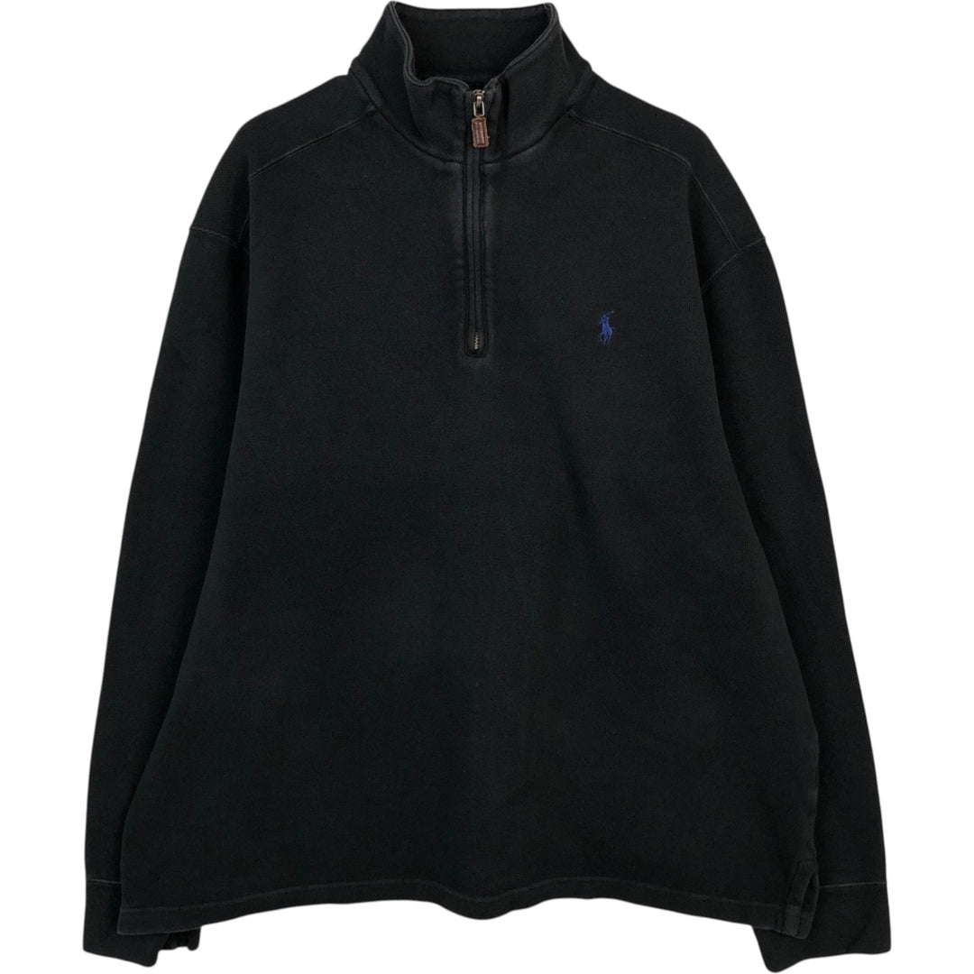 Ralph Lauren POLO by Ralph Lauren Half-Zip Sweatshirt, Men's XL cotton black type Vintage Second Hand