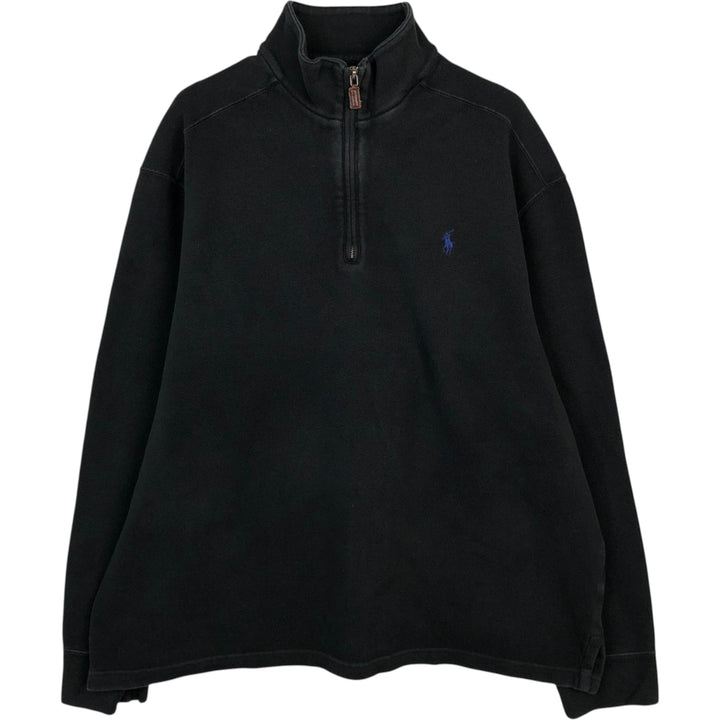 Ralph Lauren POLO by Ralph Lauren Half-Zip Sweatshirt, Men's XL cotton black type Vintage Second Hand