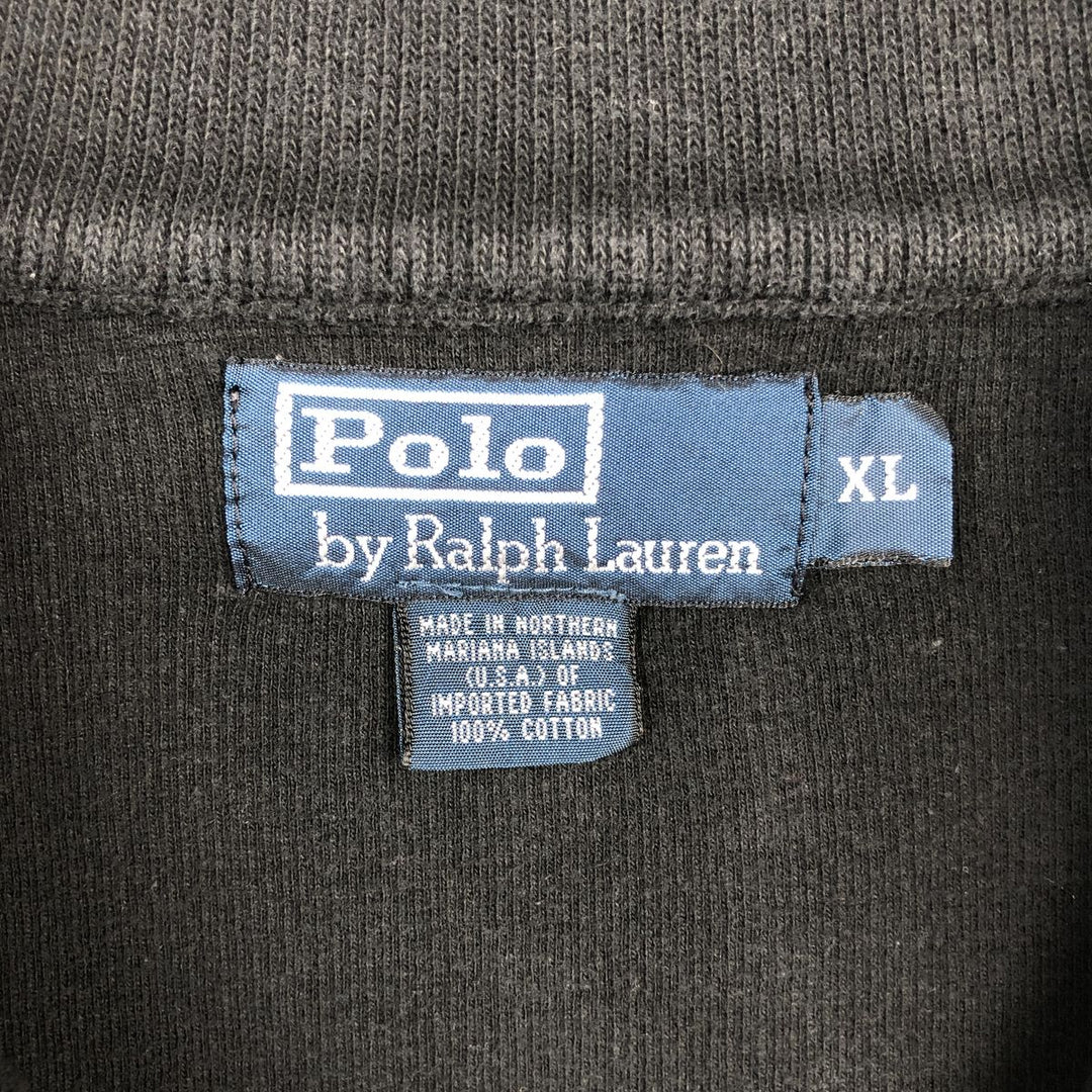 Ralph Lauren POLO by Ralph Lauren Half-Zip Sweatshirt, Men's XL cotton black type Vintage Second Hand