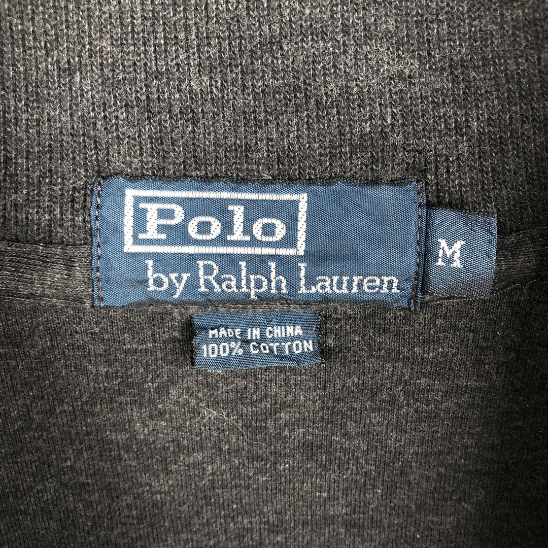 Ralph Lauren POLO by Ralph Lauren ribbed half-zip sweatshirt, men's M size cotton gray type Vintage Second Hand