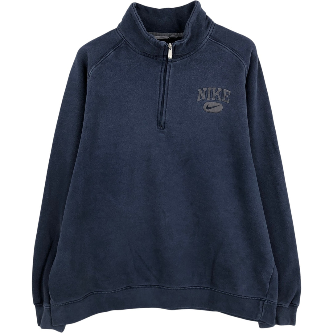 2000'S Nike Half-Zip Sweatshirt (Men's Size XL) cotton navy blue type Vintage Second Hand