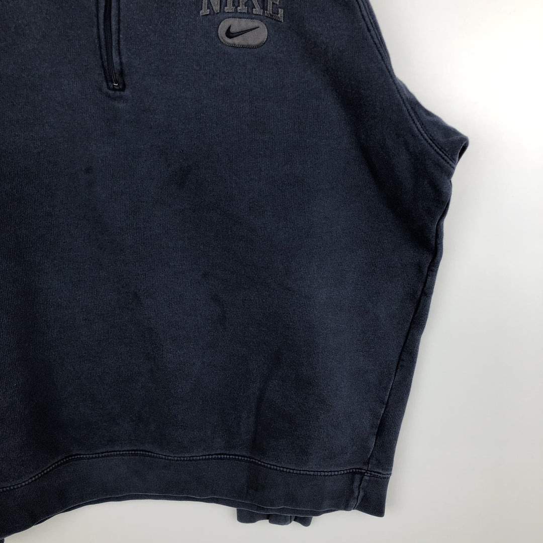 2000'S Nike Half-Zip Sweatshirt (Men's Size XL) cotton navy blue type Vintage Second Hand
