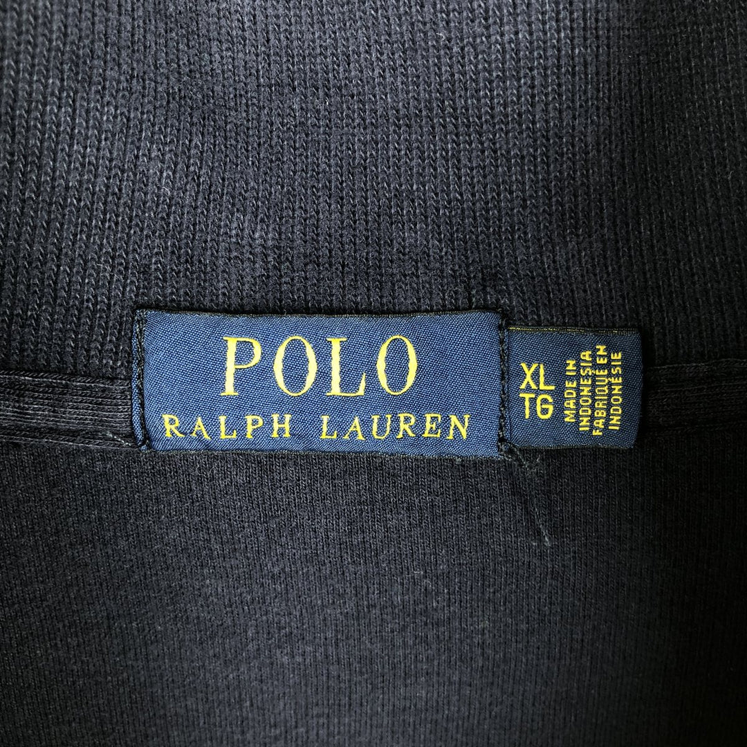 Ralph Lauren POLO RALPH LAUREN Half-Zip Sweatshirt, Men's XL cotton navy blue type Vintage Second Hand