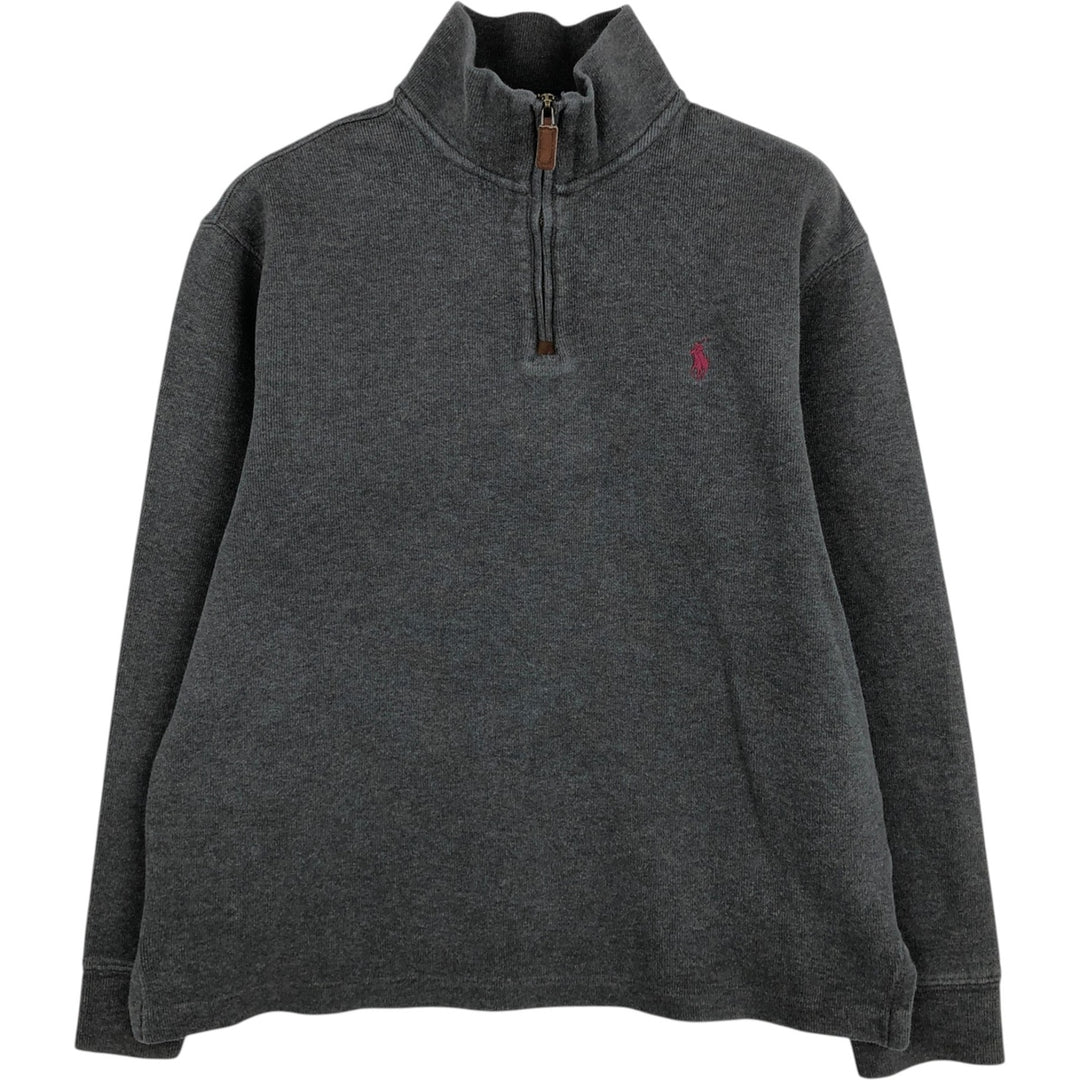 Ralph Lauren POLO RALPH LAUREN Half-Zip Sweatshirt, Men's S cotton gray type Vintage Second Hand