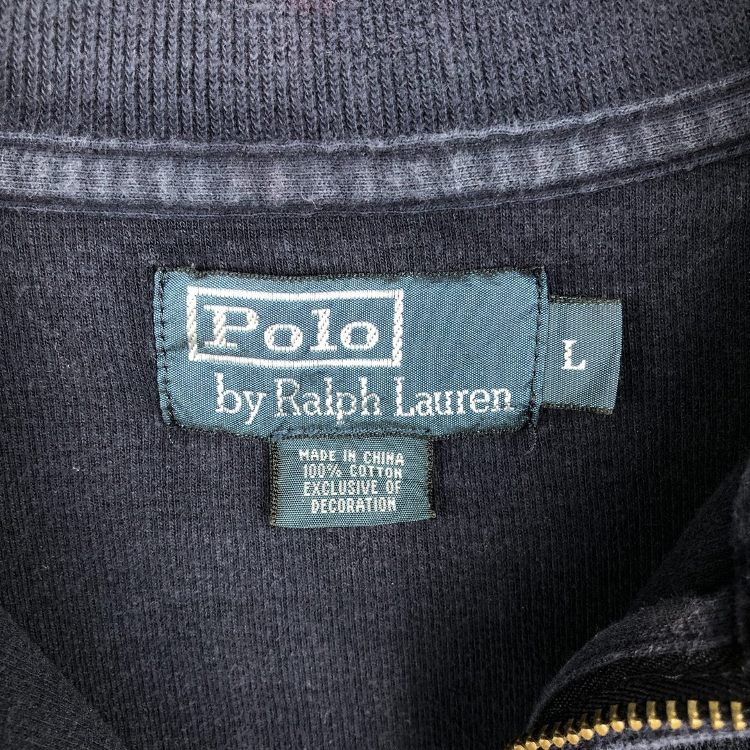 Ralph Lauren POLO by Ralph Lauren Half-Zip Sweatshirt, Men's Size L cotton navy blue type Vintage Second Hand