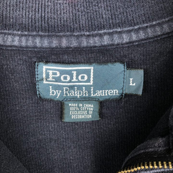Ralph Lauren POLO by Ralph Lauren Half-Zip Sweatshirt, Men's Size L cotton navy blue type Vintage Second Hand