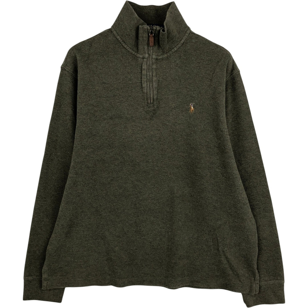 Ralph Lauren POLO RALPH LAUREN Half-zip sweatshirt, sweatshirt, men's size L cotton Khaki type Vintage Second Hand