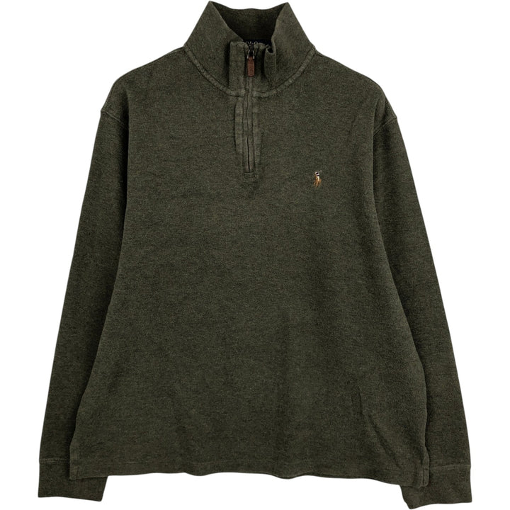 Ralph Lauren POLO RALPH LAUREN Half-zip sweatshirt, sweatshirt, men's size L cotton Khaki type Vintage Second Hand