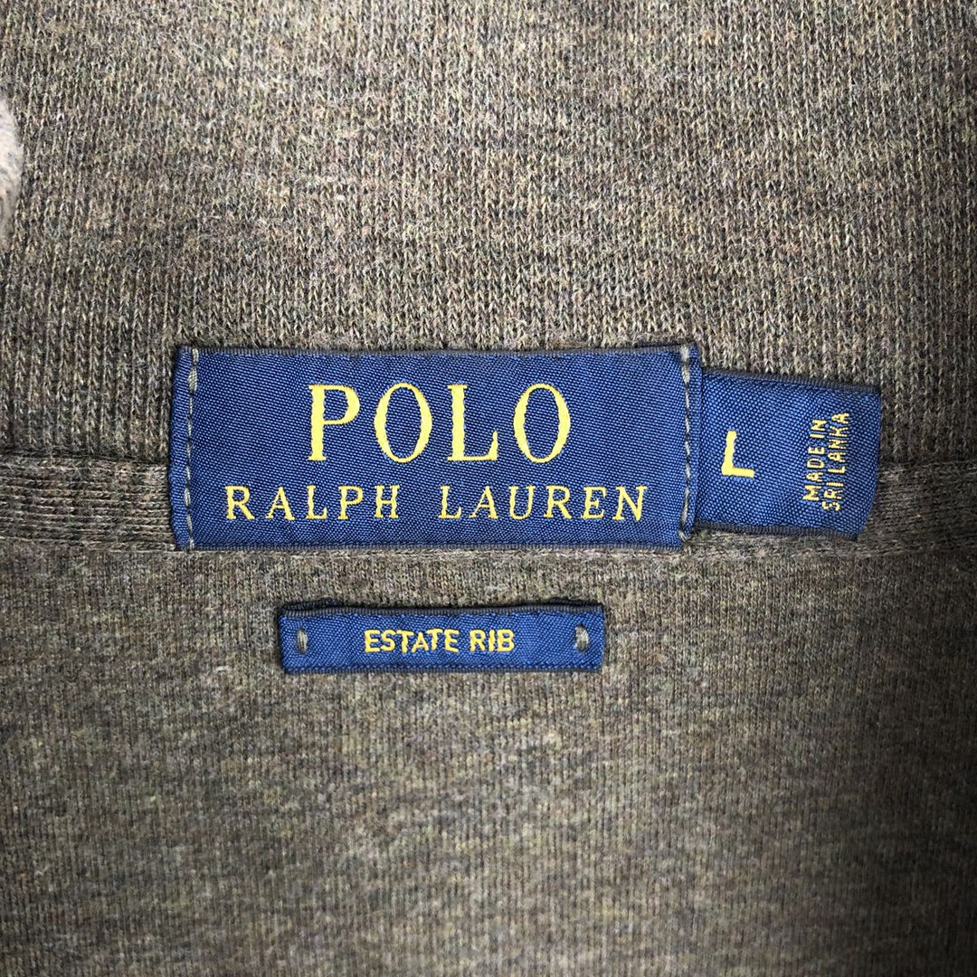 Ralph Lauren POLO RALPH LAUREN Half-zip sweatshirt, sweatshirt, men's size L cotton Khaki type Vintage Second Hand