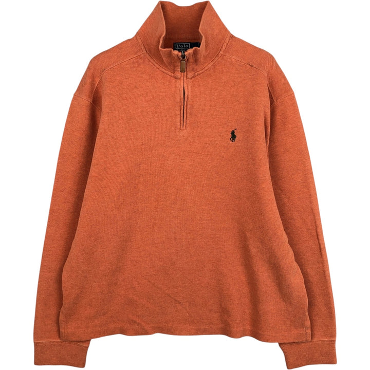 Ralph Lauren POLO by Ralph Lauren Half-Zip Sweatshirt, Men's Size L cotton orange type Vintage Second Hand