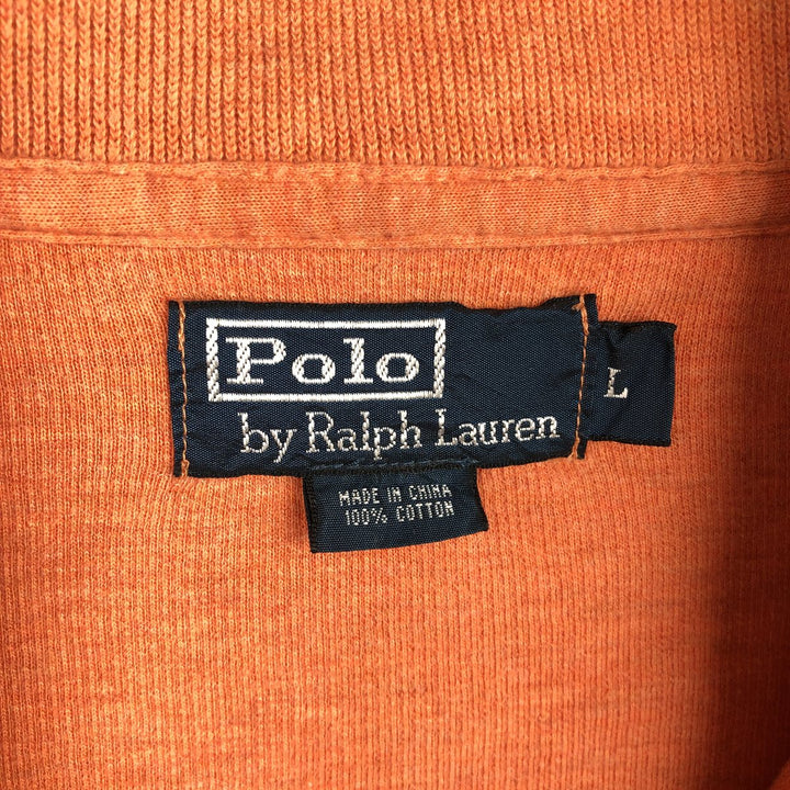 Ralph Lauren POLO by Ralph Lauren Half-Zip Sweatshirt, Men's Size L cotton orange type Vintage Second Hand