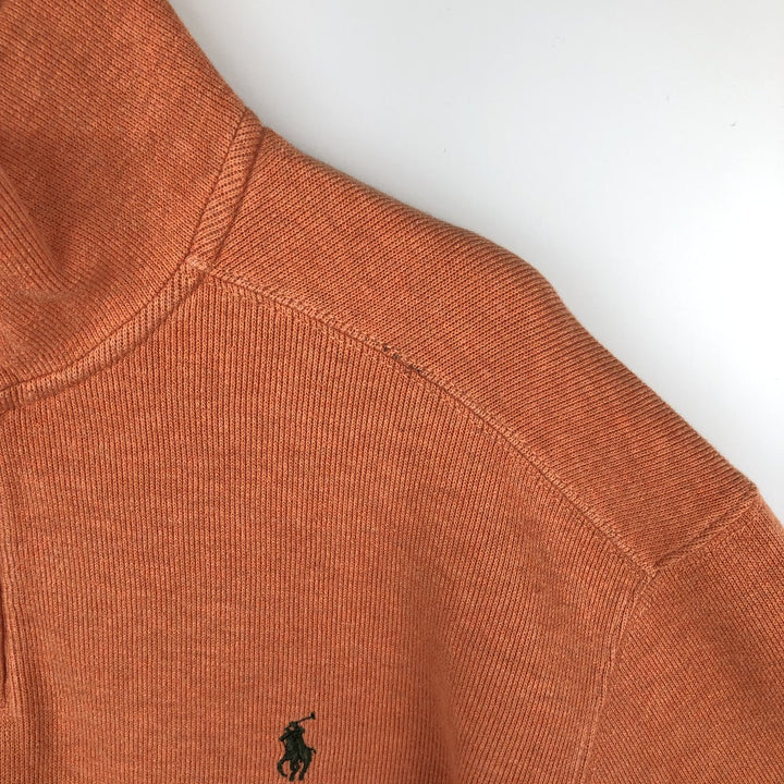 Ralph Lauren POLO by Ralph Lauren Half-Zip Sweatshirt, Men's Size L cotton orange type Vintage Second Hand