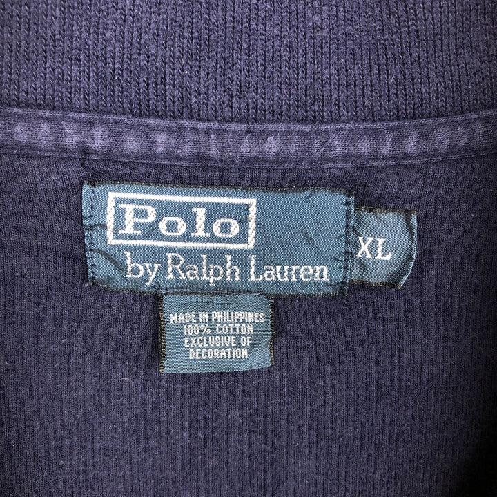 Ralph Lauren POLO by Ralph Lauren Half-Zip Sweatshirt, Men's XL cotton navy blue type Vintage Second Hand