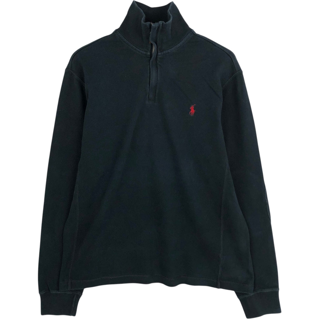Ralph Lauren POLO by Ralph Lauren Half-Zip Sweatshirt, Men's M cotton black type Vintage Second Hand