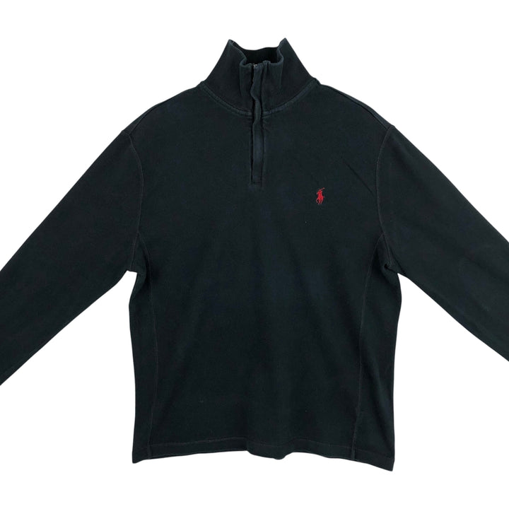 Ralph Lauren POLO by Ralph Lauren Half-Zip Sweatshirt, Men's M cotton black type Vintage Second Hand