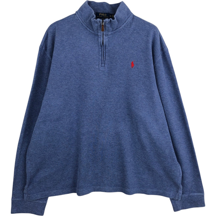Ralph Lauren ESTATE RIB Rib Knit Half-Zip Sweatshirt (Men's XL equivalent) cotton blue type Vintage Second Hand