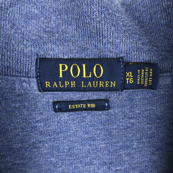 Ralph Lauren ESTATE RIB Rib Knit Half-Zip Sweatshirt (Men's XL equivalent) cotton blue type Vintage Second Hand