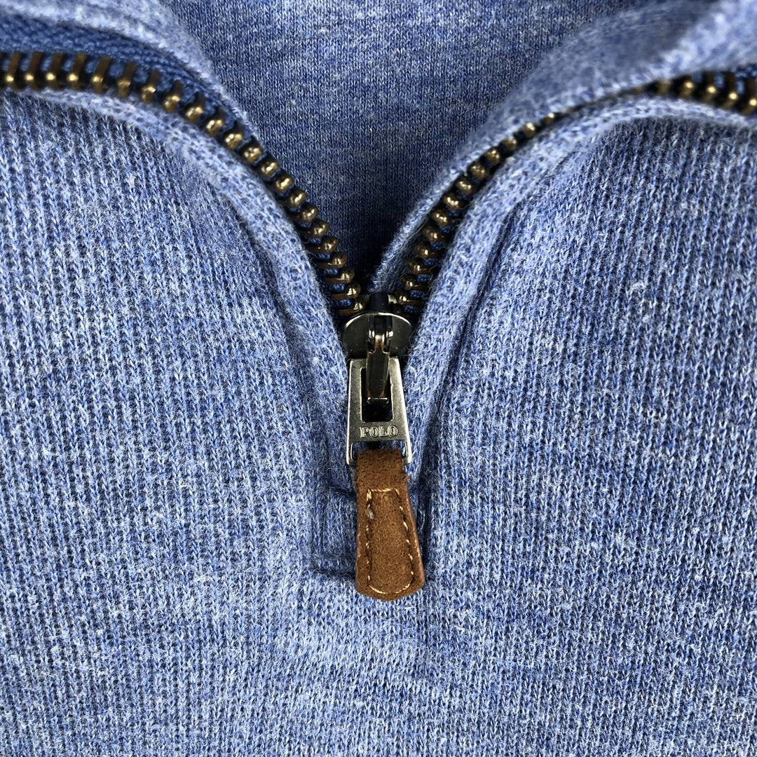 Ralph Lauren ESTATE RIB Rib Knit Half-Zip Sweatshirt (Men's XL equivalent) cotton blue type Vintage Second Hand