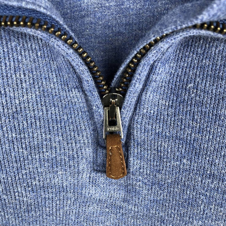 Ralph Lauren ESTATE RIB Rib Knit Half-Zip Sweatshirt (Men's XL equivalent) cotton blue type Vintage Second Hand