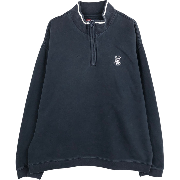 Ralph Lauren CHAPS Half-Zip Sweatshirt (Men's Size XL) cotton navy blue type Vintage Second Hand