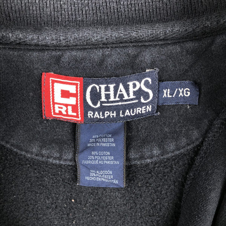 Ralph Lauren CHAPS Half-Zip Sweatshirt (Men's Size XL) cotton navy blue type Vintage Second Hand