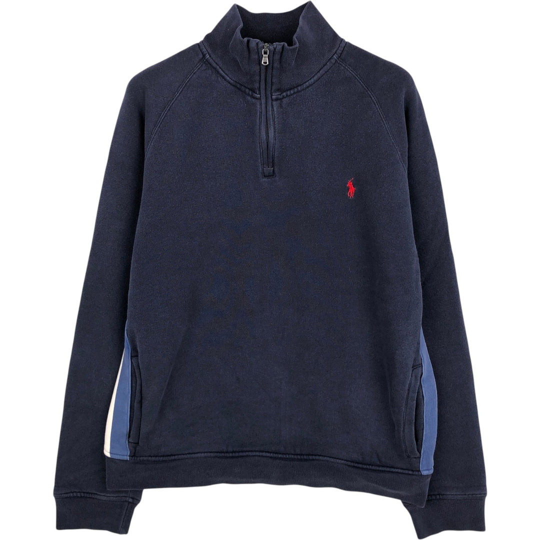 Ralph Lauren POLO by Ralph Lauren Half-Zip Sweatshirt, Men's Size L cotton navy blue type Vintage Second Hand