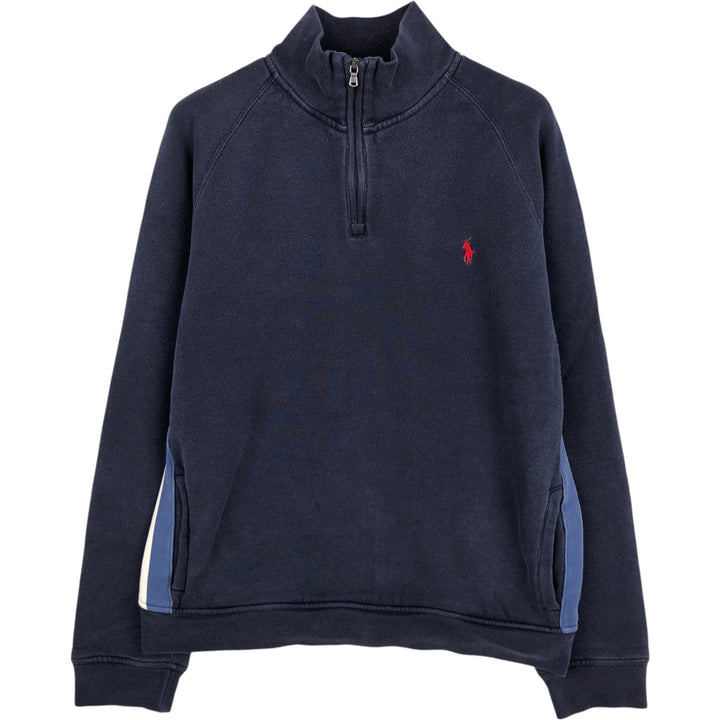 Ralph Lauren POLO by Ralph Lauren Half-Zip Sweatshirt, Men's Size L cotton navy blue type Vintage Second Hand