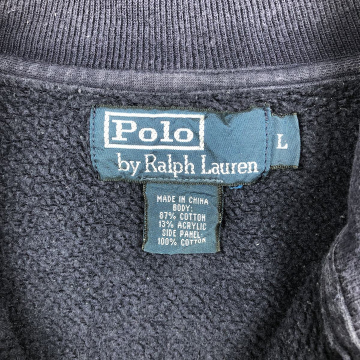 Ralph Lauren POLO by Ralph Lauren Half-Zip Sweatshirt, Men's Size L cotton navy blue type Vintage Second Hand