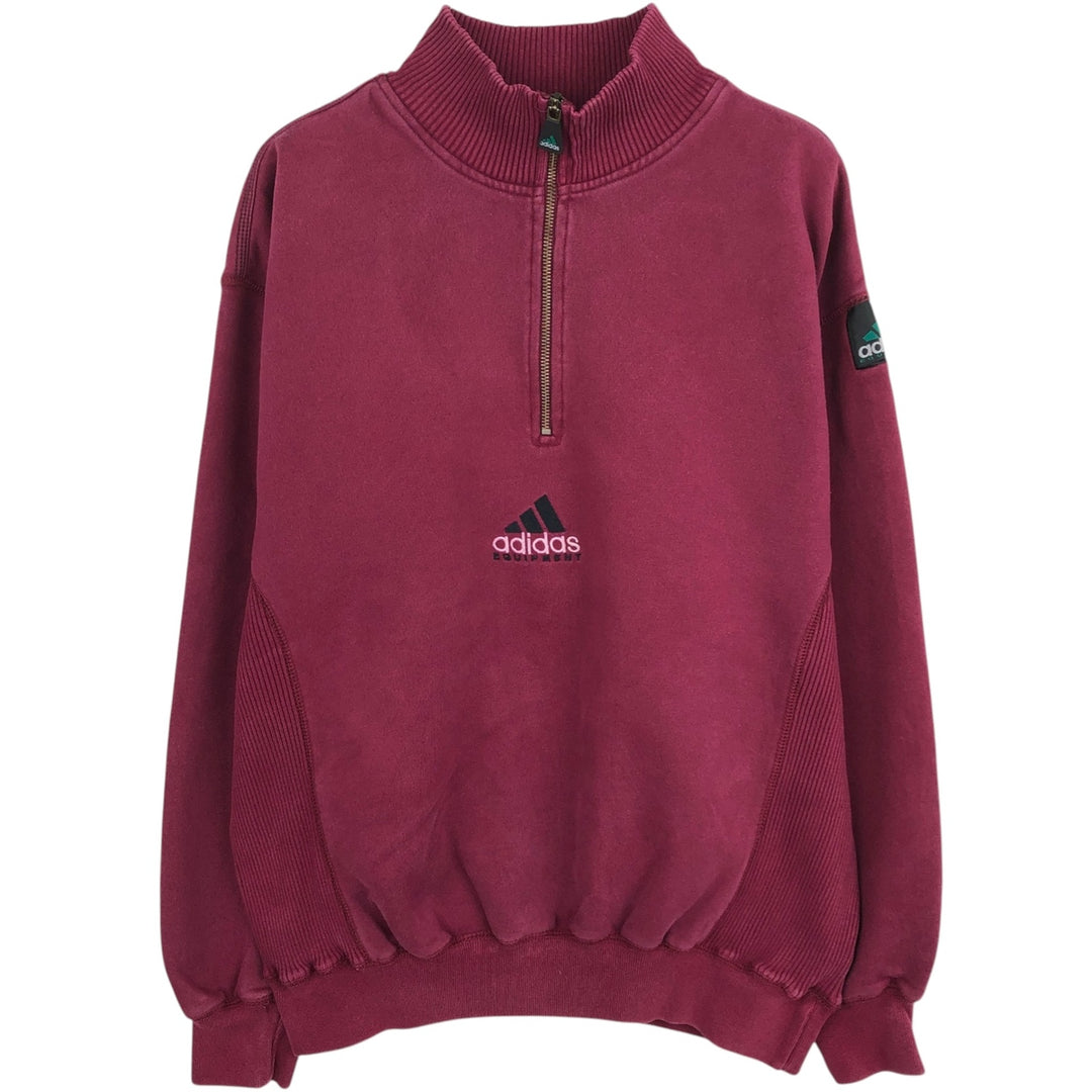 90'S Adidas Equipment Half-Zip Sweatshirt, Men's Size M (approx.), Vintage cotton wine-red Vintage Second Hand