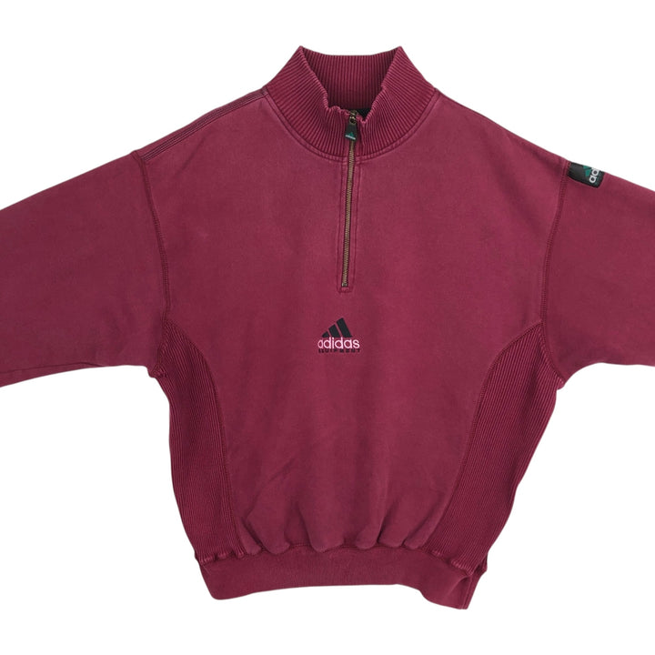 90'S Adidas Equipment Half-Zip Sweatshirt, Men's Size M (approx.), Vintage cotton wine-red Vintage Second Hand