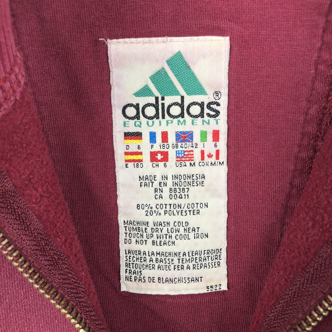 90'S Adidas Equipment Half-Zip Sweatshirt, Men's Size M (approx.), Vintage cotton wine-red Vintage Second Hand