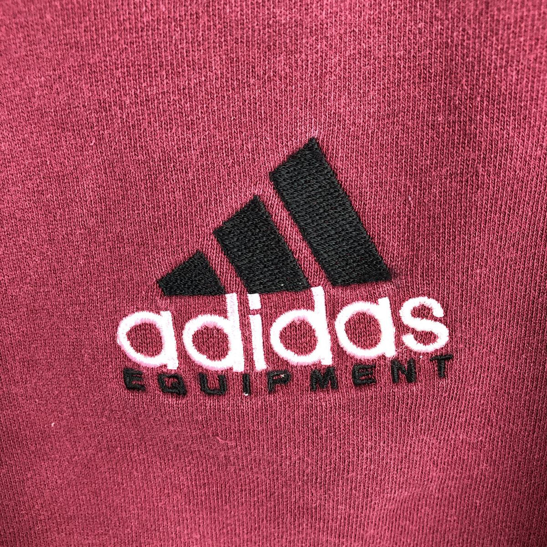 90'S Adidas Equipment Half-Zip Sweatshirt, Men's Size M (approx.), Vintage cotton wine-red Vintage Second Hand