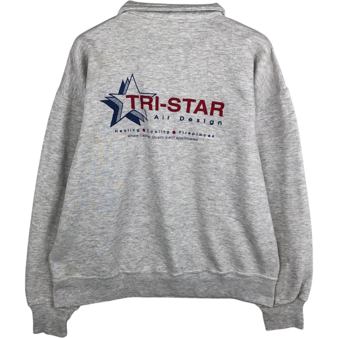 JERSEY'S SUPER SWEATS Half-Zip Sweatshirt, Made in USA, Men's Size L (Equivalent), with Collar cotton gray type Vintage Second Hand