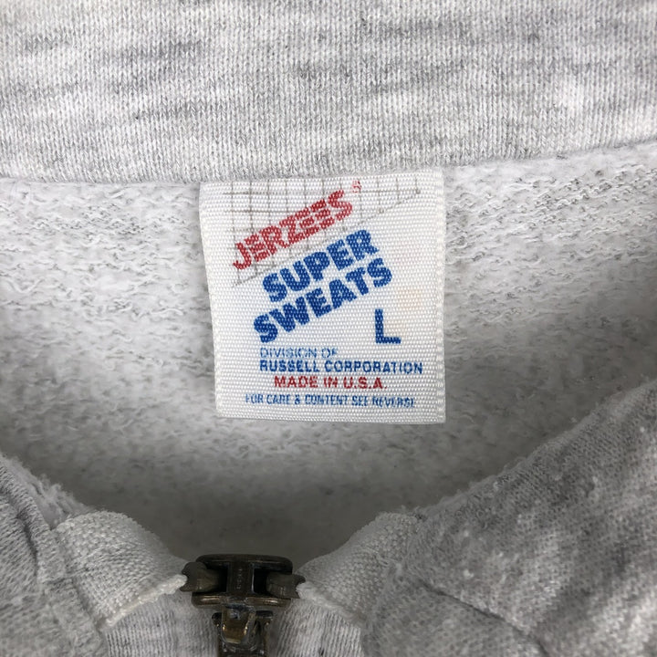 JERSEY'S SUPER SWEATS Half-Zip Sweatshirt, Made in USA, Men's Size L (Equivalent), with Collar cotton gray type Vintage Second Hand