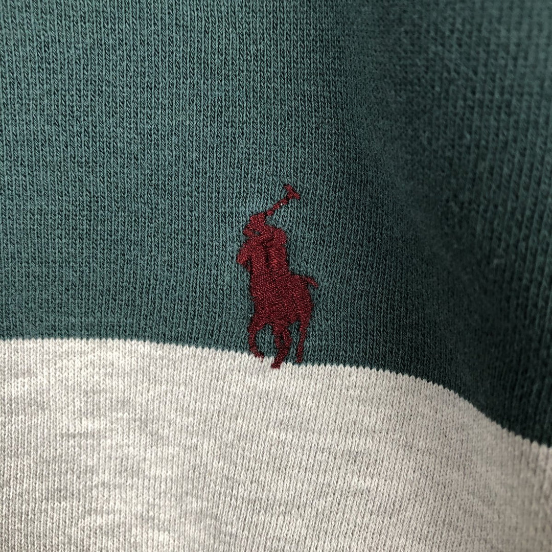 Ralph Lauren POLO by Ralph Lauren Striped Pattern Half-Zip Sweatshirt, Men's Size L cotton green type Vintage Second Hand