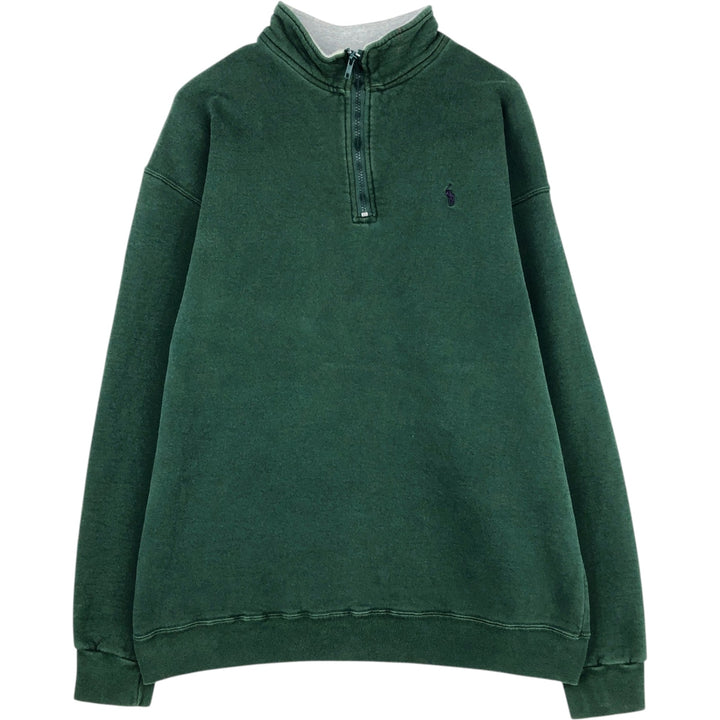 Ralph Lauren POLO by Ralph Lauren Half-Zip Sweatshirt, Made in USA, Men's Size L (approx.) cotton Green type dark green Vintage Second Hand