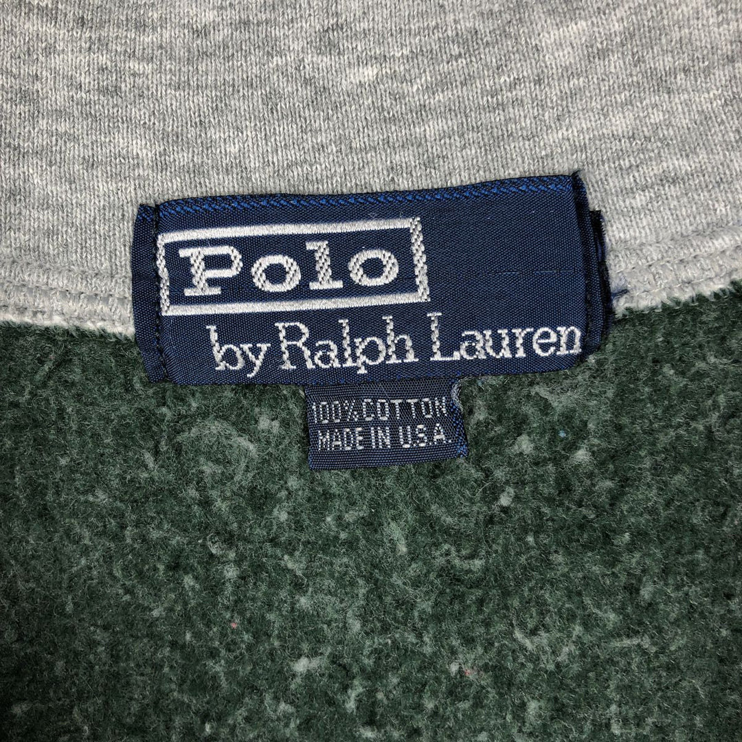 Ralph Lauren POLO by Ralph Lauren Half-Zip Sweatshirt, Made in USA, Men's Size L (approx.) cotton Green type dark green Vintage Second Hand