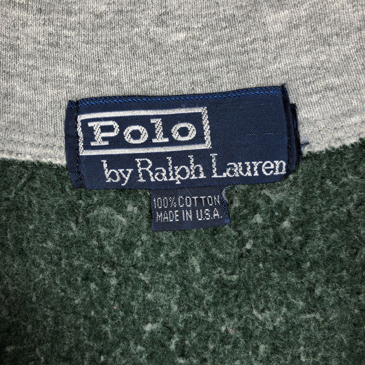 Ralph Lauren POLO by Ralph Lauren Half-Zip Sweatshirt, Made in USA, Men's Size L (approx.) cotton Green type dark green Vintage Second Hand